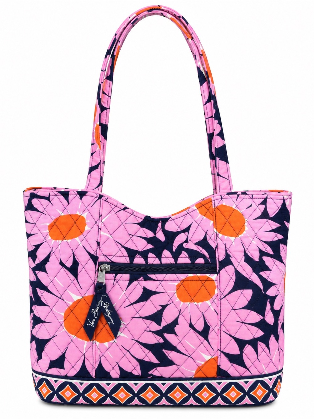 Vera Bradley Quilted Floral Tote Bag in Pink & Navy